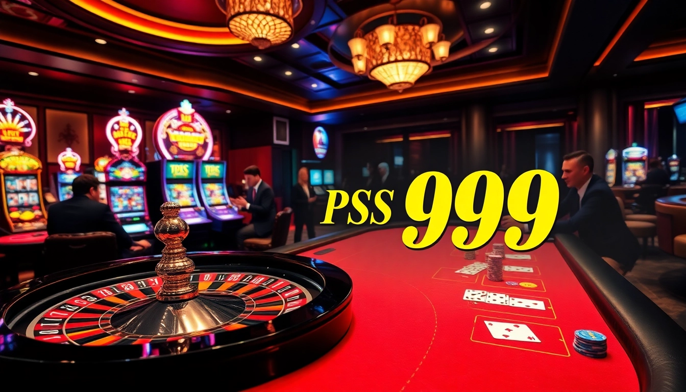 Experience thrilling gameplay at PS 99 gaming tables featuring poker chips and roulette wheels.
