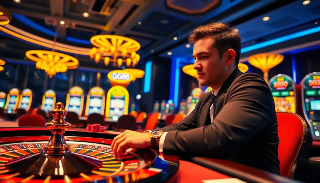 Experience thrilling gambling excitement at GG88 with vibrant casino tables and engaging gaming interfaces.