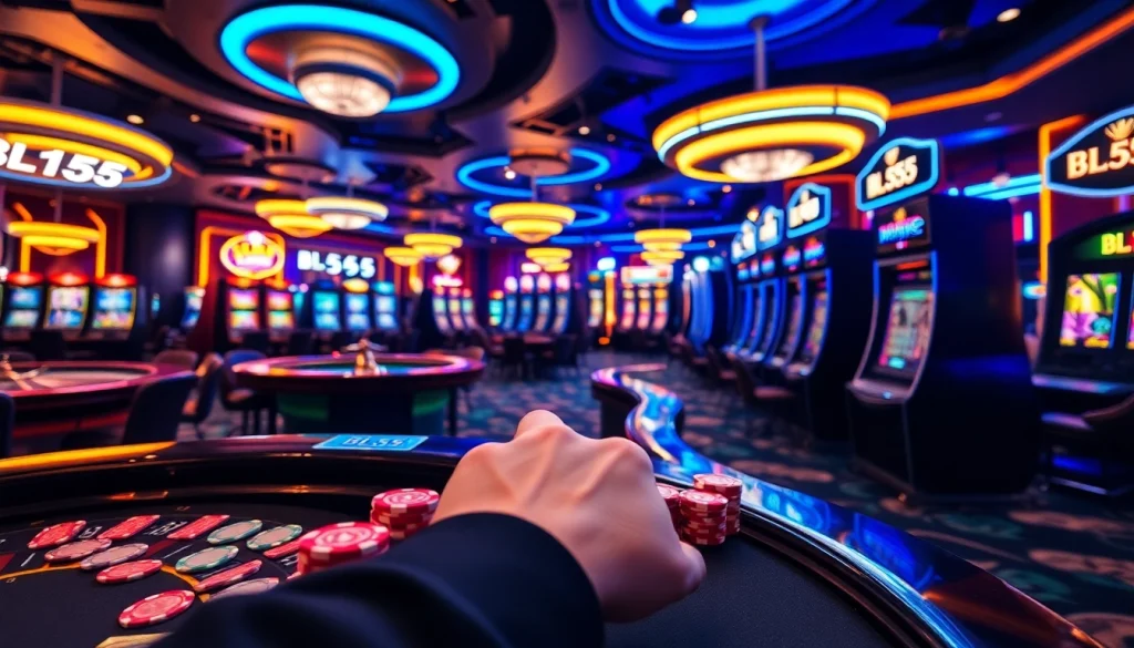 Experience the thrill of gambling at BL555 with vibrant casino tables and exciting gameplay.