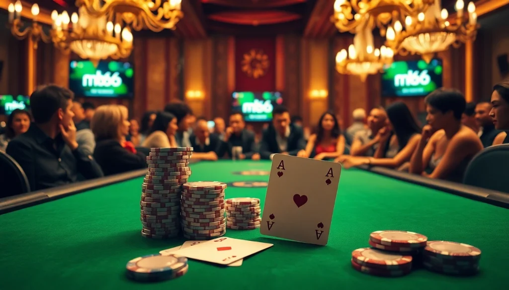 Experience the thrilling atmosphere of the mb66 casino with exciting poker action.