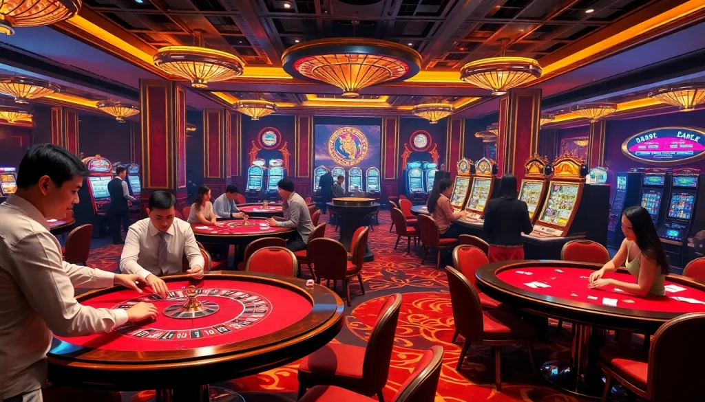 Experience thrilling gameplay at dn88 casino with exciting tables, poker chips, and roulette wheels.
