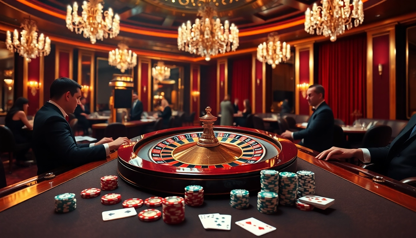 Exciting casino scene with roulette and poker chips at 13Win online gambling.