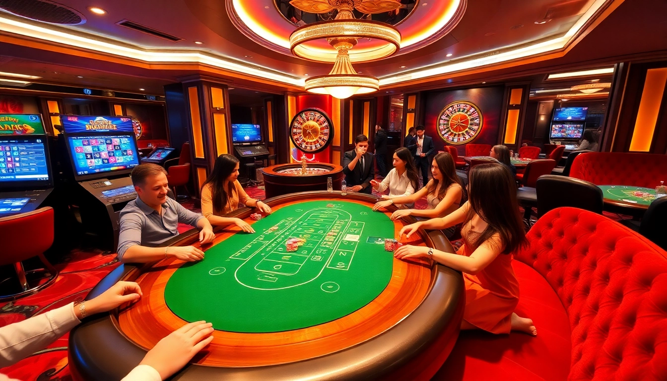 Experience the thrill of go88 live gaming at a lavish casino table.