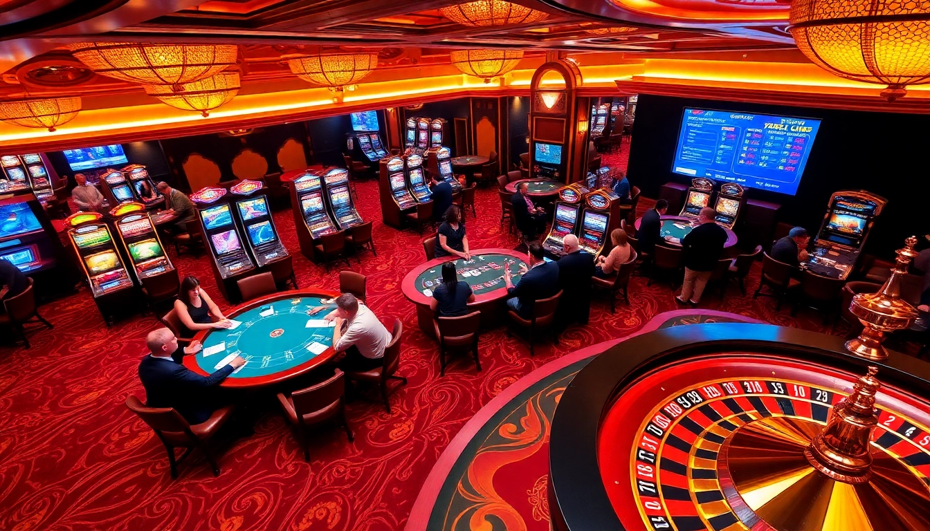 Experience high-stakes gaming action at 789CLUB, with vibrant casino tables and slot machines.
