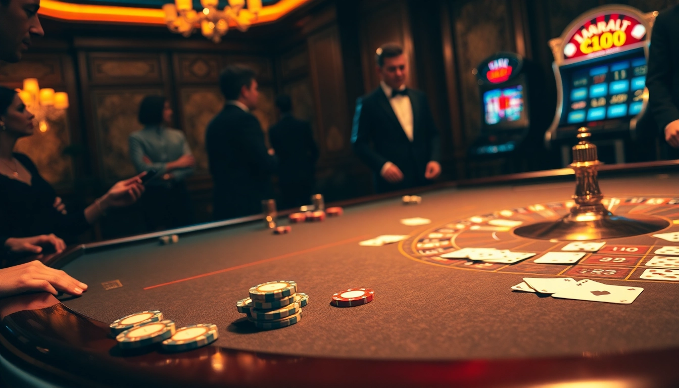 KJC players strategizing at an elegant poker table in a luxurious casino atmosphere.