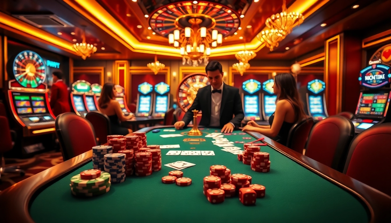 Experience the excitement of HITCLUB with vibrant casino tables and professional dealers at play.