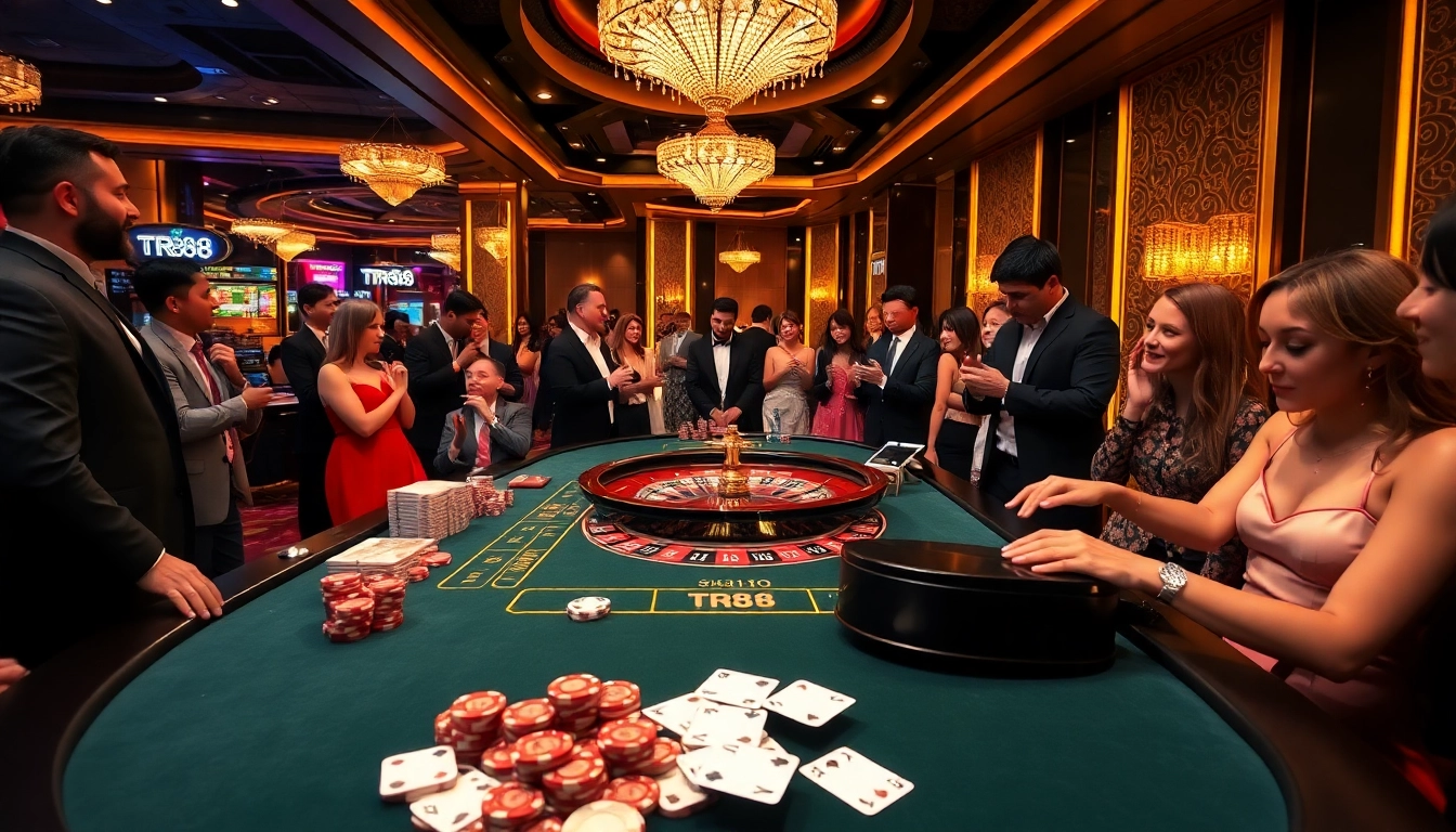 Experience high-stakes gambling enthusiasm at TR88-themed casino table.