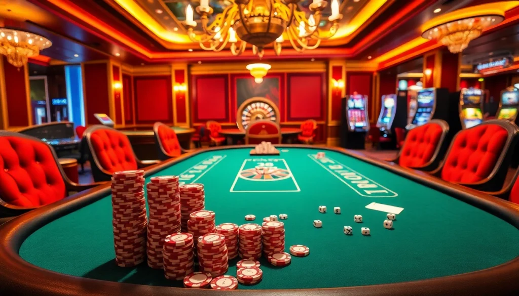 Engaged players at a GG88 poker table showcase thrilling high-stakes action in a luxurious casino.