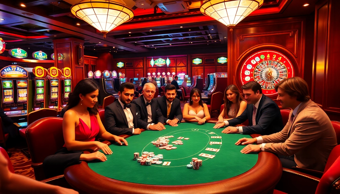 Experience the thrill of gambling at https://f1682.email/ with players engaged in a lively poker game.
