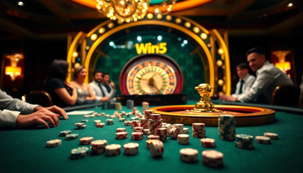 Engaging Win55 online gambling scene with poker and slots.