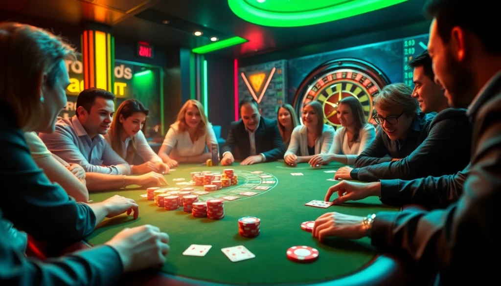Engaging players participating in an exciting 88i game of poker at a vibrant casino.