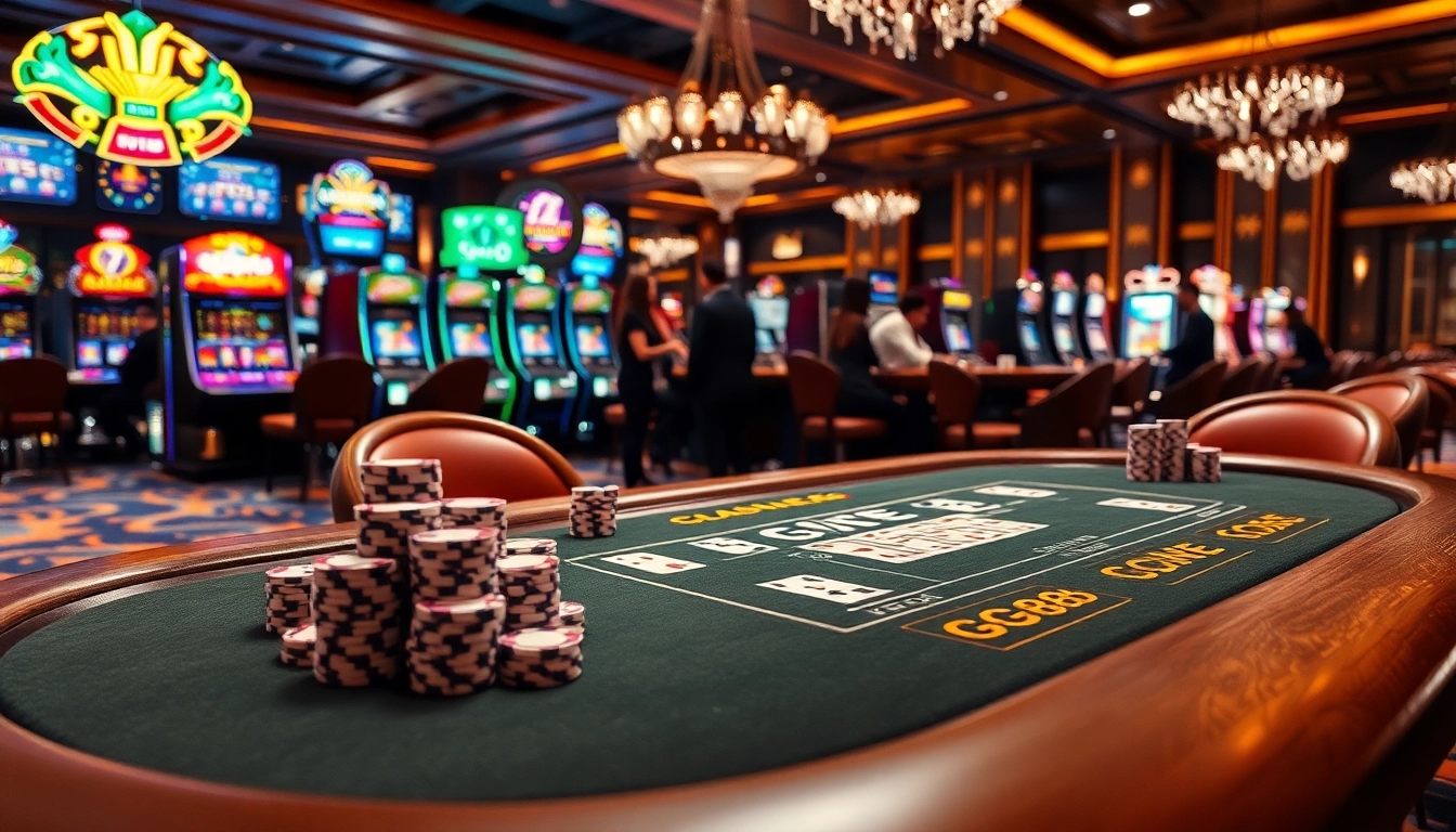 Experience the excitement at GG88 as players engage in high-stakes poker with vibrant casino visuals.