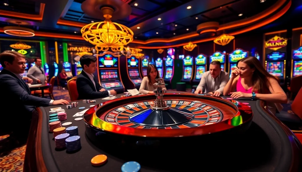 KUBET77 casino players strategizing at a lively roulette table with vibrant poker chips.