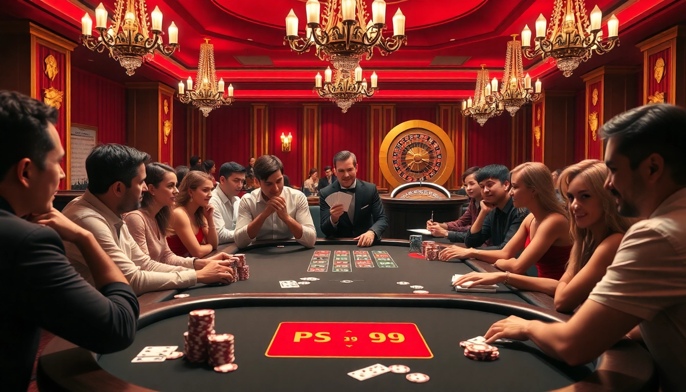 Players engaging in a thrilling poker game at the PS 99 casino table