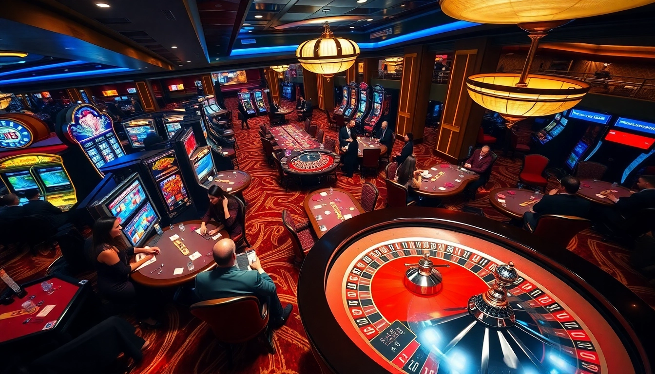 Exciting gaming scene showcasing the vibrant atmosphere of https://lc88.art/ casino with lively patrons at tables.