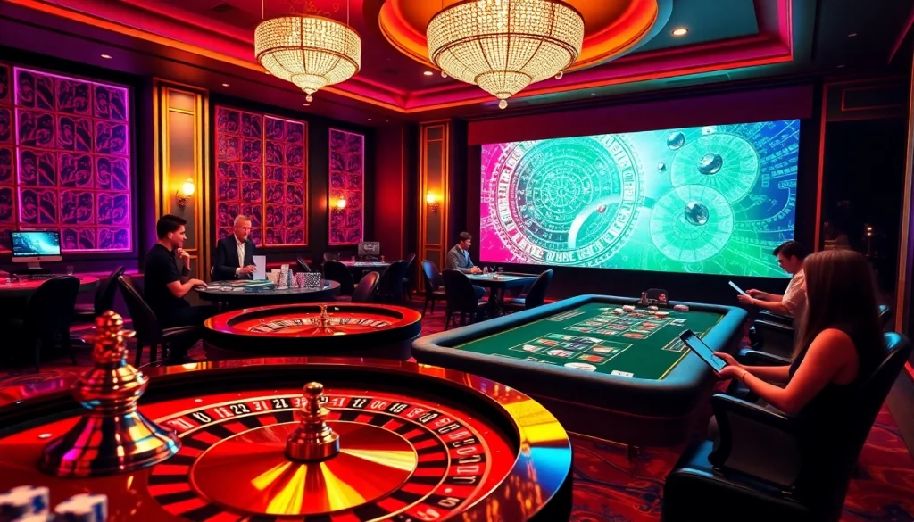 Experience the thrill of win 88 at a luxurious casino setting with vibrant gaming action.
