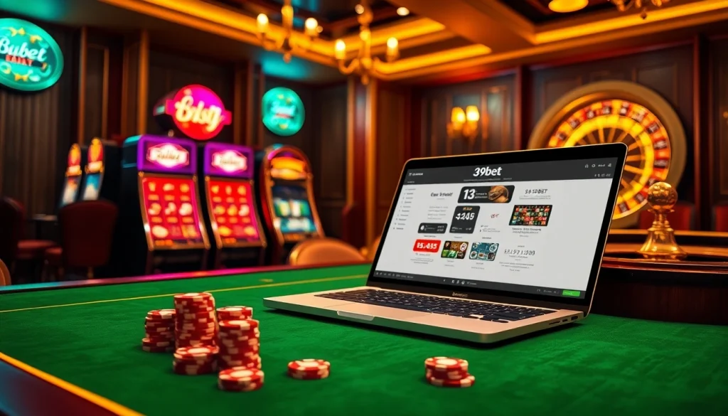 Experience the thrill of betting with 39bet at an elegant online casino table.