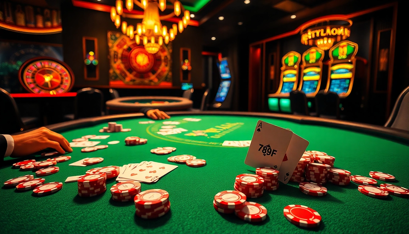 Engaged players at a poker table experiencing the thrill of 789F casino games.