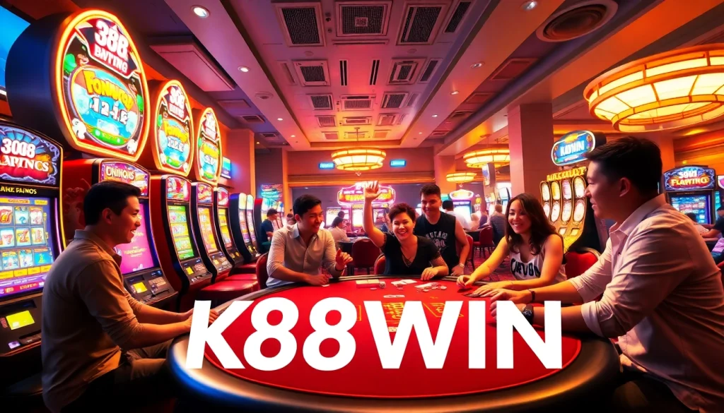 K88win online casino scene with vibrant games and players enjoying their experience.