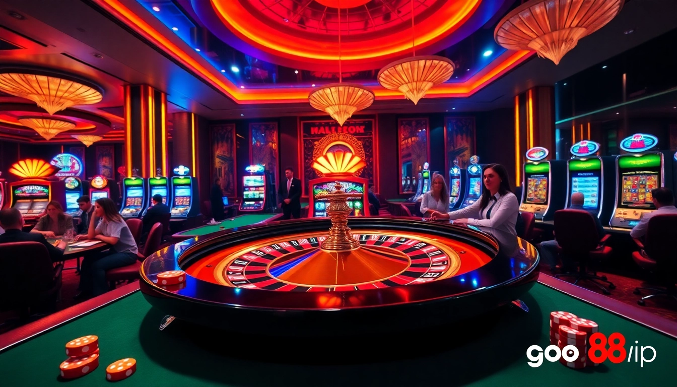 Experience the excitement of go 88 vip with vibrant casino tables and thrilling gaming elements.
