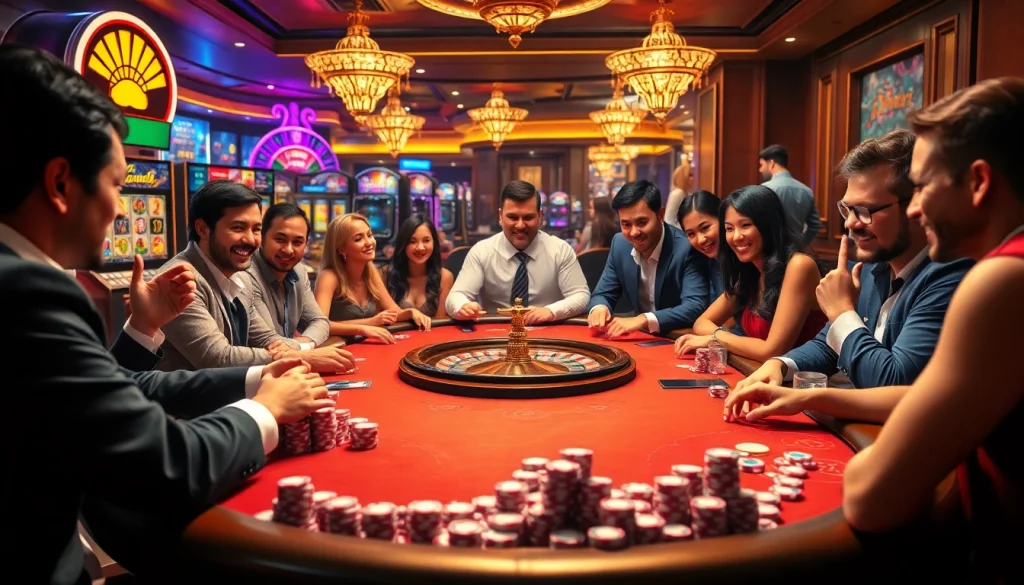 Experience the thrills of nhà cái 98win with players enjoying poker and vibrant casino games.