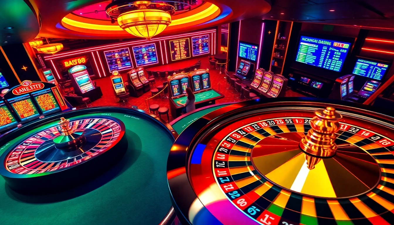 Experience the thrilling atmosphere of nk88 casino with vibrant slot machines and engaged players.