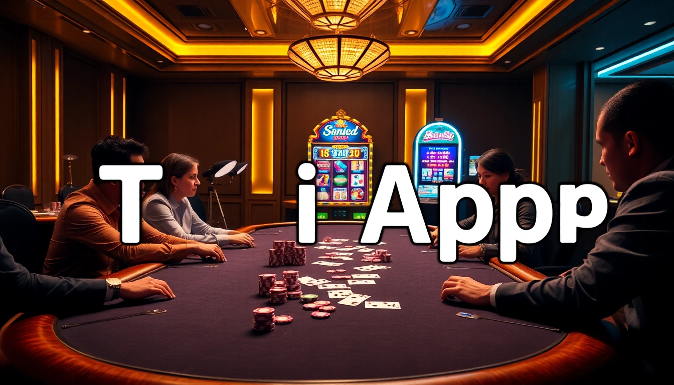 Tải App to join the excitement at a high-stakes poker table in a vibrant casino.