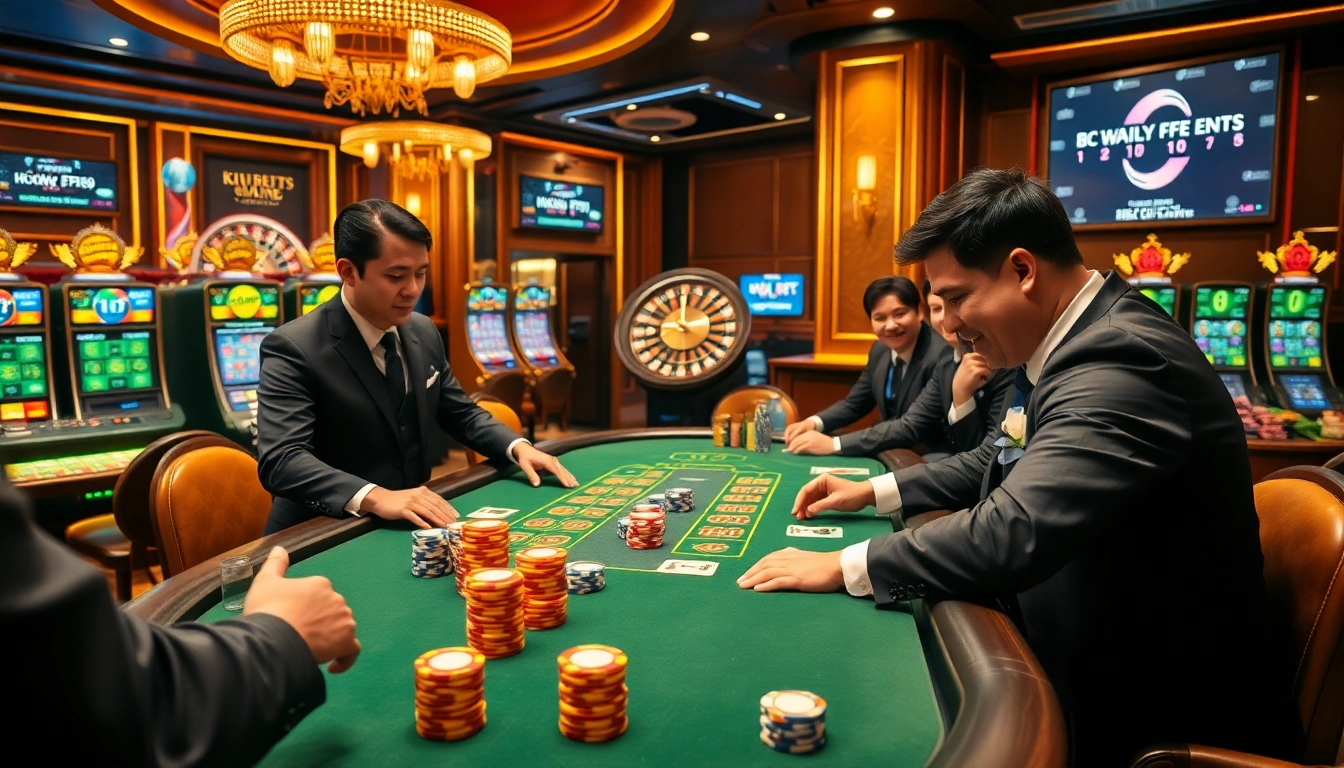 Experience the thrill of high-stakes poker at https://x88.tours/ with our elegant casino table and players in action.