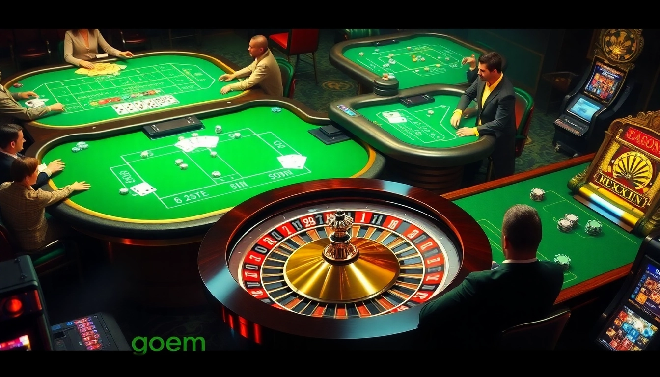 Experience the thrill of go88hv.com with vibrant casino tables, poker chips, and roulette wheels.