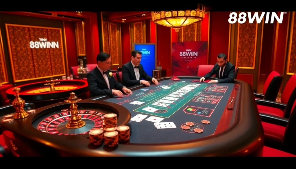 Win big at 68WIN with an exciting poker game scene filled with vibrant casino elements.