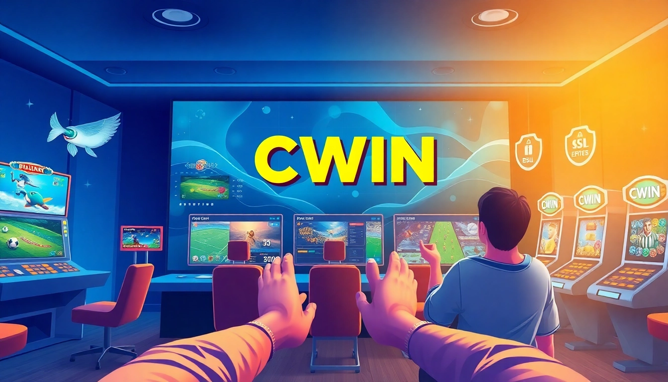 CWIN online gaming platform displaying exciting fishing and sports betting games in a secure environment.
