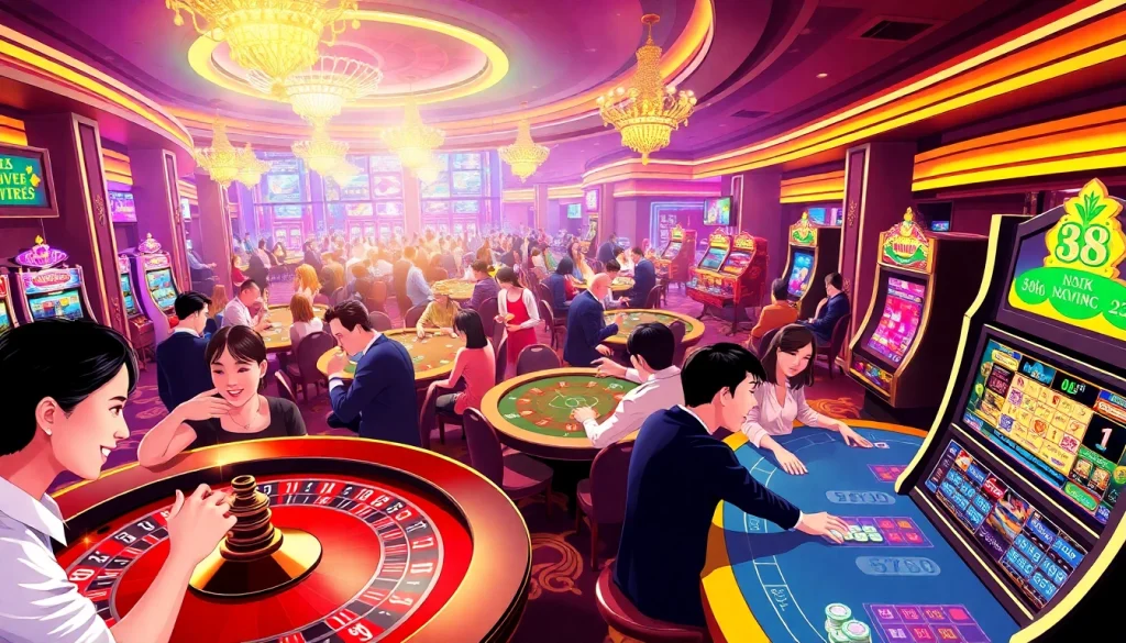 Experience the thrill of gambling at 88vv with vibrant casino games and luxurious decor.