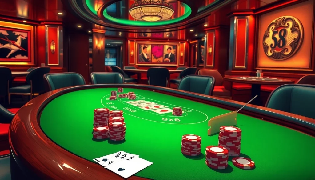 SX88 yacht-themed luxurious poker game setup with vibrant chips and cards.