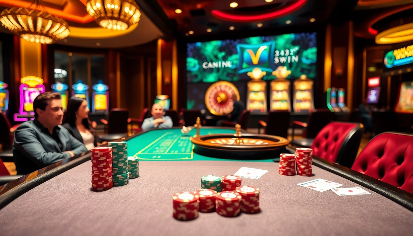 Experience 33win com đăng nhập with an exciting poker table scene, vibrant with casino elements.