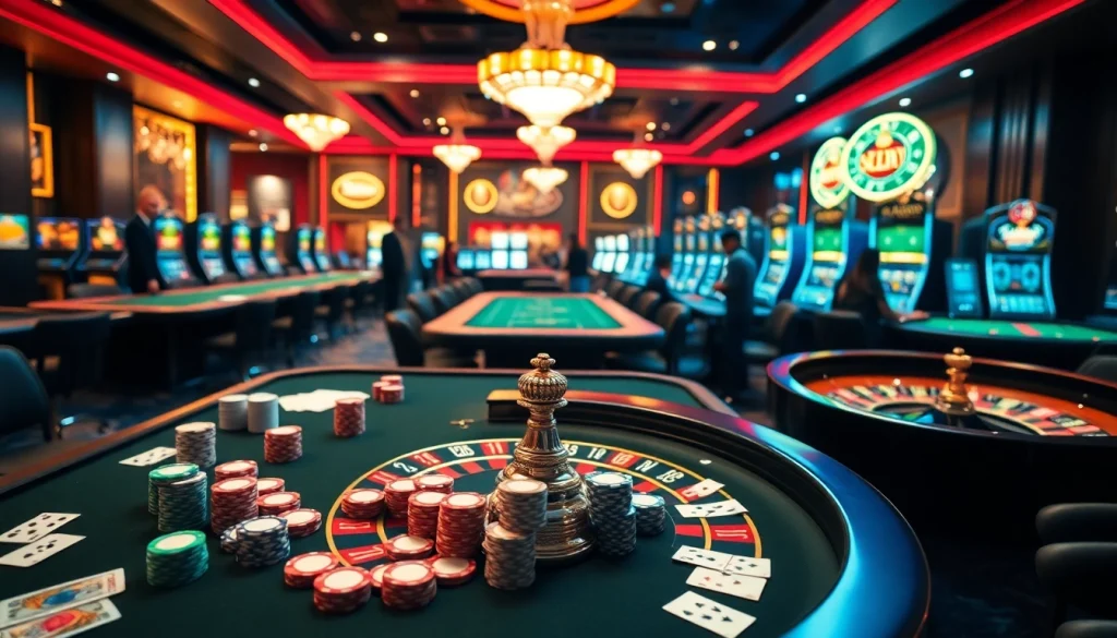 Engaged players enjoy games at sunwin's luxurious casino tables, celebrating the thrill of gambling.