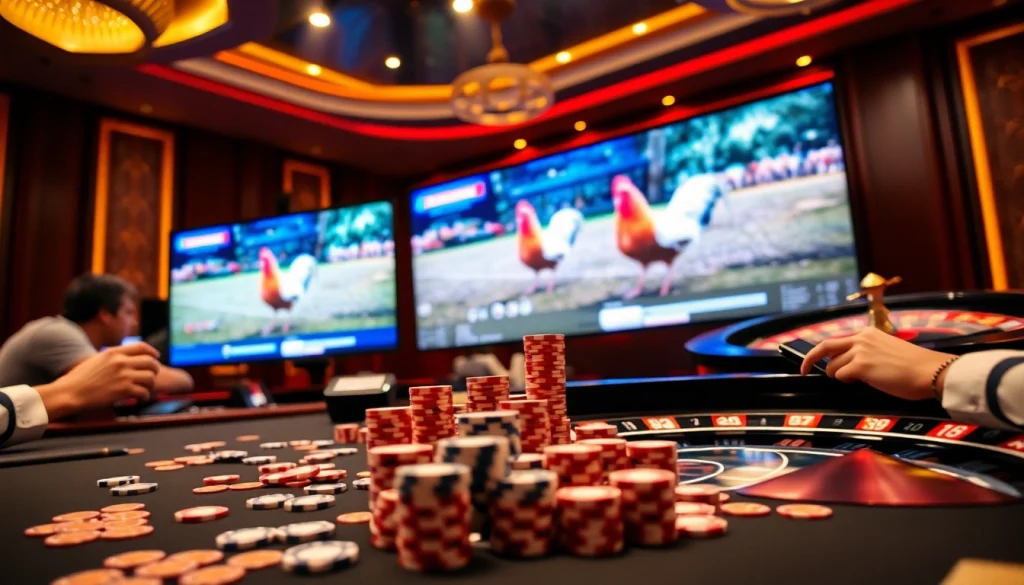 Participating in đá gà trực tiếp betting at a luxurious online casino with live matches and engaging gameplay.