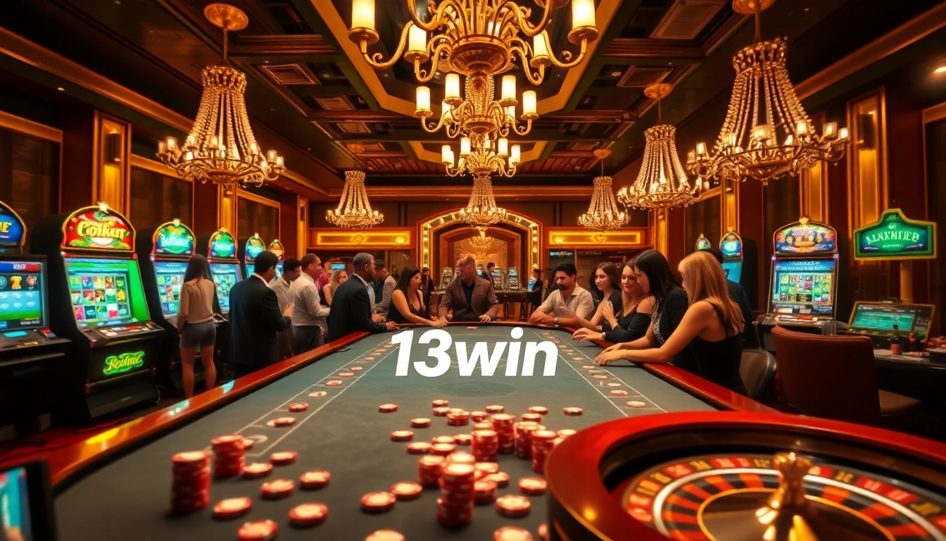 Experience thrilling gameplay at 13win with dynamic casino scenes featuring poker and slots.