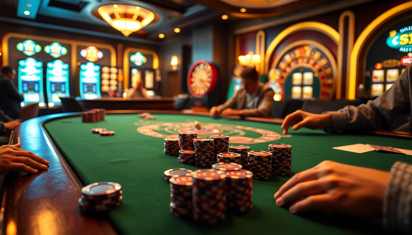 Players strategizing at a high-stakes poker table in a luxurious casino setting, showcasing the S8 allure.
