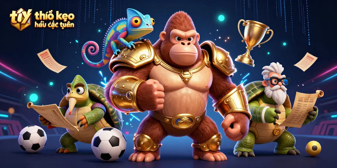 Engage with tỷ lệ kèo nhà cái trực tuyến as a colorful 3D illustration of sports betting excitement featuring iconic characters.