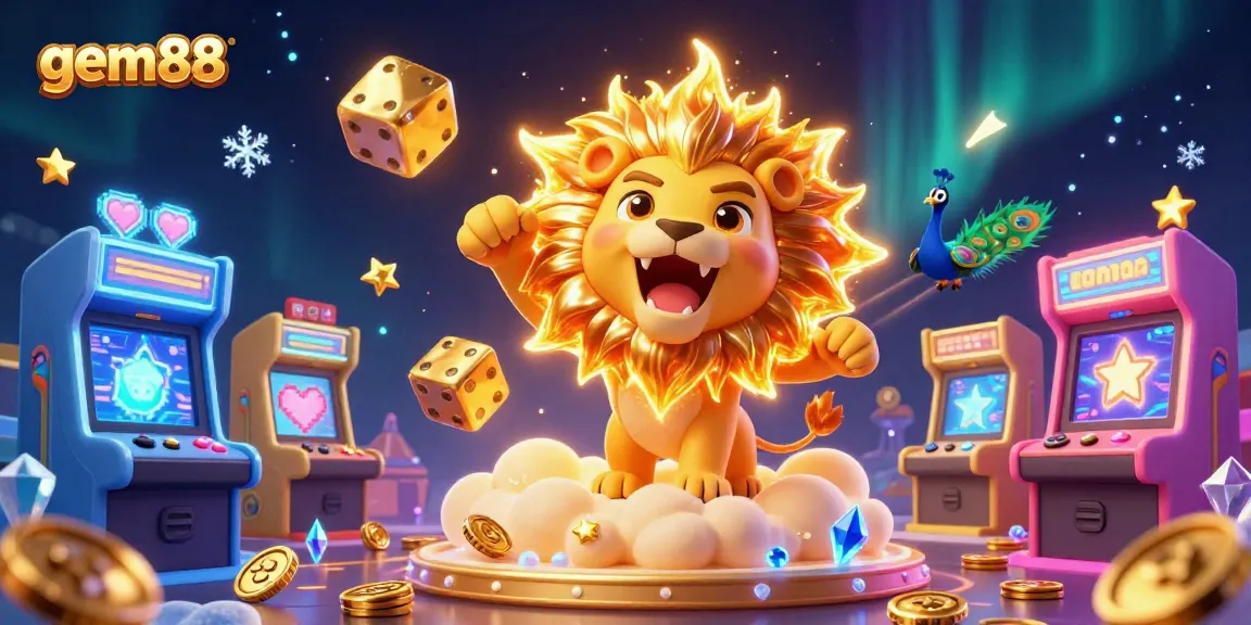 Experience winning moments at gem88 with vivid gaming elements in a captivating casino illustration.