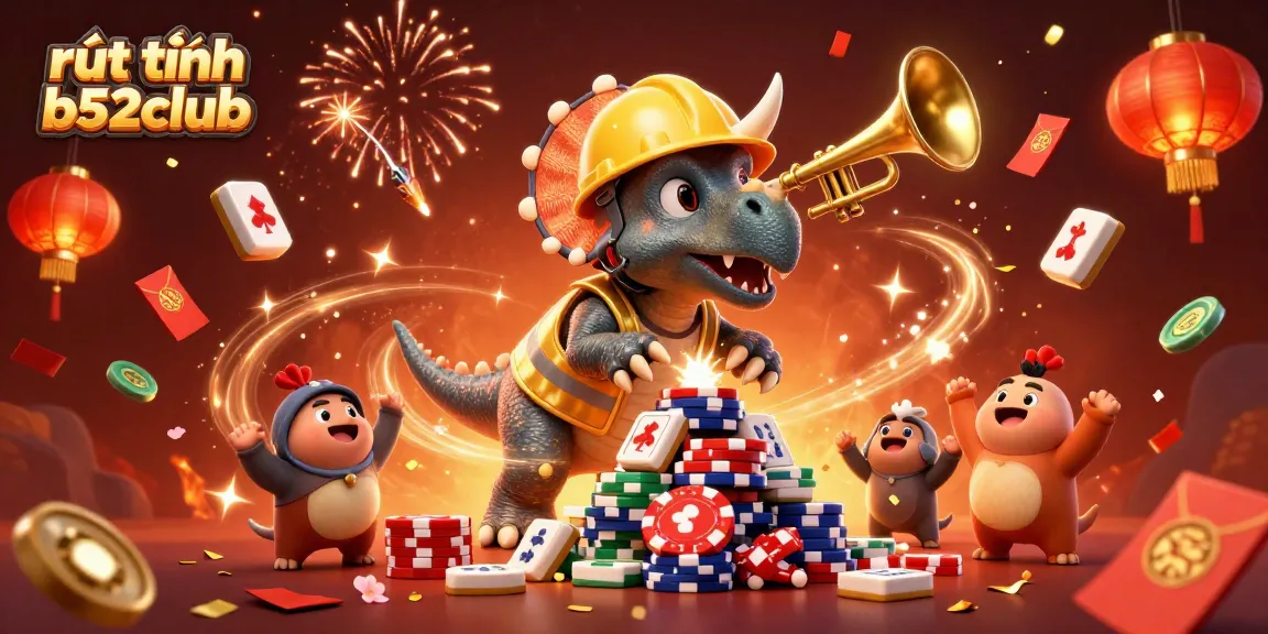 Experience the excitement of rút tiền b52club with joyful characters celebrating amidst vibrant casino elements.