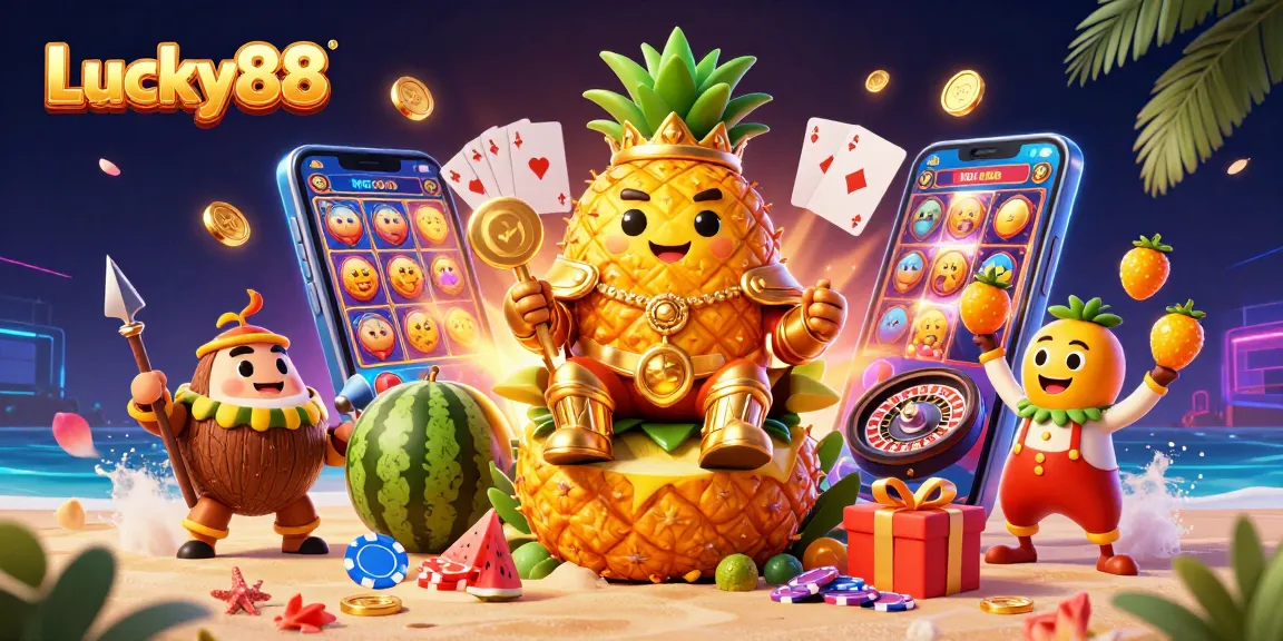 Experience thrilling games at Lucky88 with vibrant casino elements and animated characters.