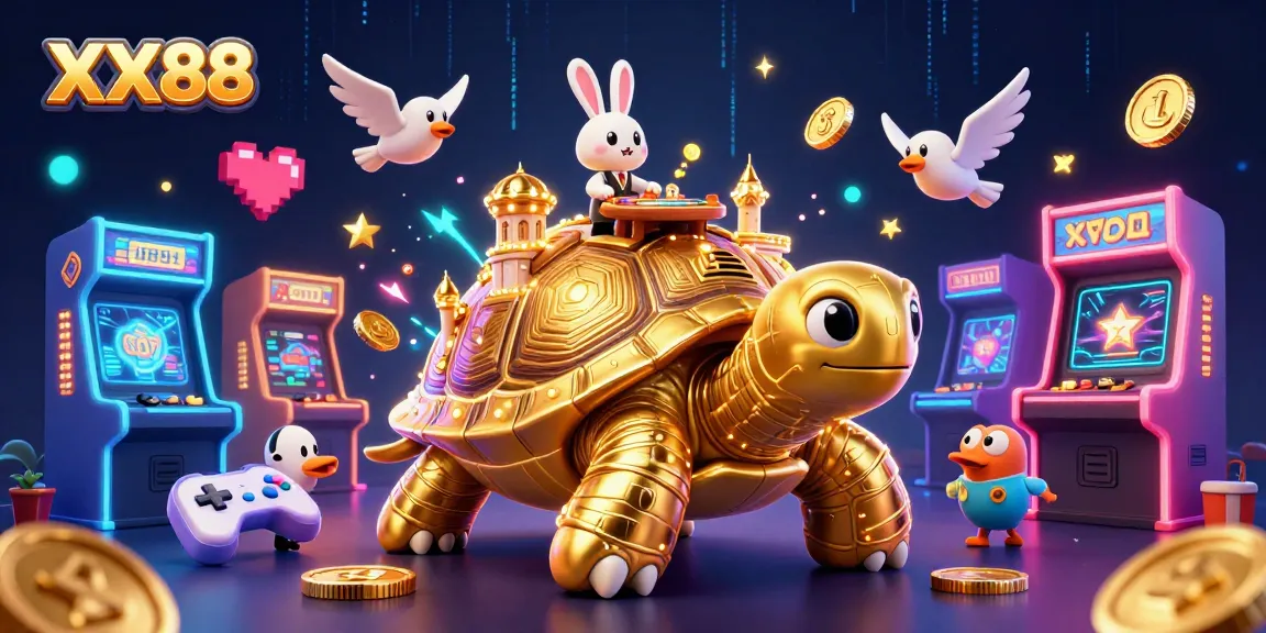 Experience the thrilling world of XX88 as golden coins and vibrant gaming elements light up the casino palace.